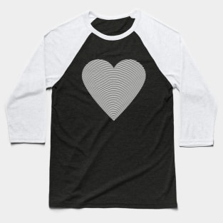 Stripes Heart Art Design White Baseball T-Shirt